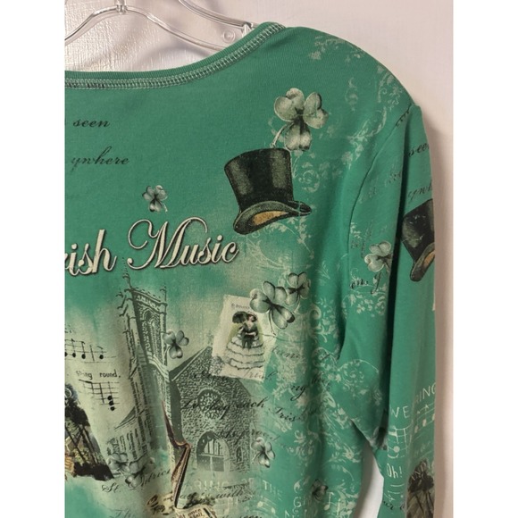 Christopher & Banks Women's Size L Irish Theme Cotton 3/4 Sleeve Cotton Shirt - Picture 13 of 15